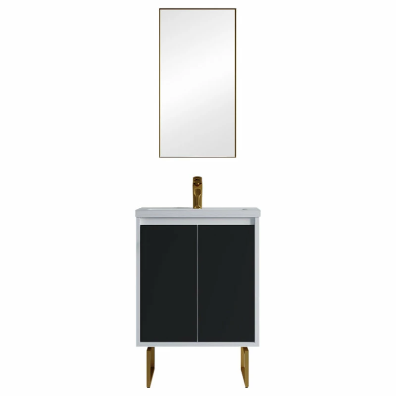 Buy 🥰 Dowell K&B Supplies Dello 24" Single Bathroom Vanity Set With Rectangle Legs, Black 🛒