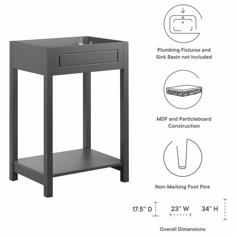 Outlet ❤️ LexMod Altura 24" Bathroom Vanity Cabinet, Gray 👏 - Image 8