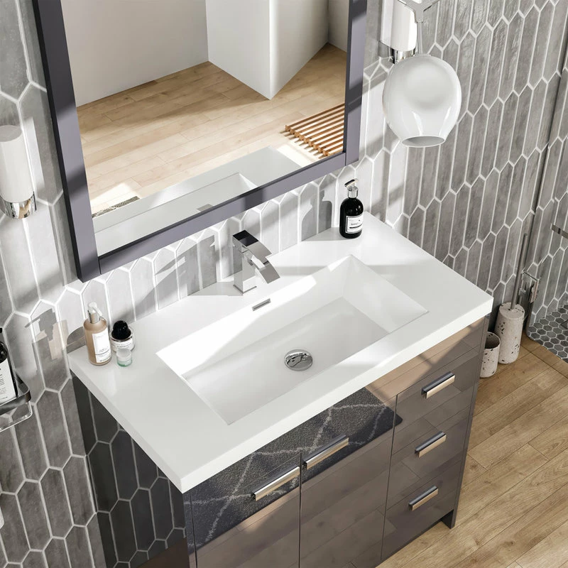 Deals ๐ Eviva LLC Eviva Lugano 36" Gray Modern Bathroom Vanity With White Integrated Top ๐ - Image 5
