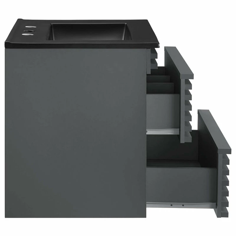 Outlet ✔️ LexMod Render 24" Wall-Mount Bathroom Vanity, Gray Black ❤️ - Image 4
