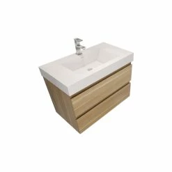 Best Pirce 🎁 Bathroom Vanity Wholesale INC. 36" Wall Mount Vanity With Reinforced Acrylic Sink, White Oak ✨