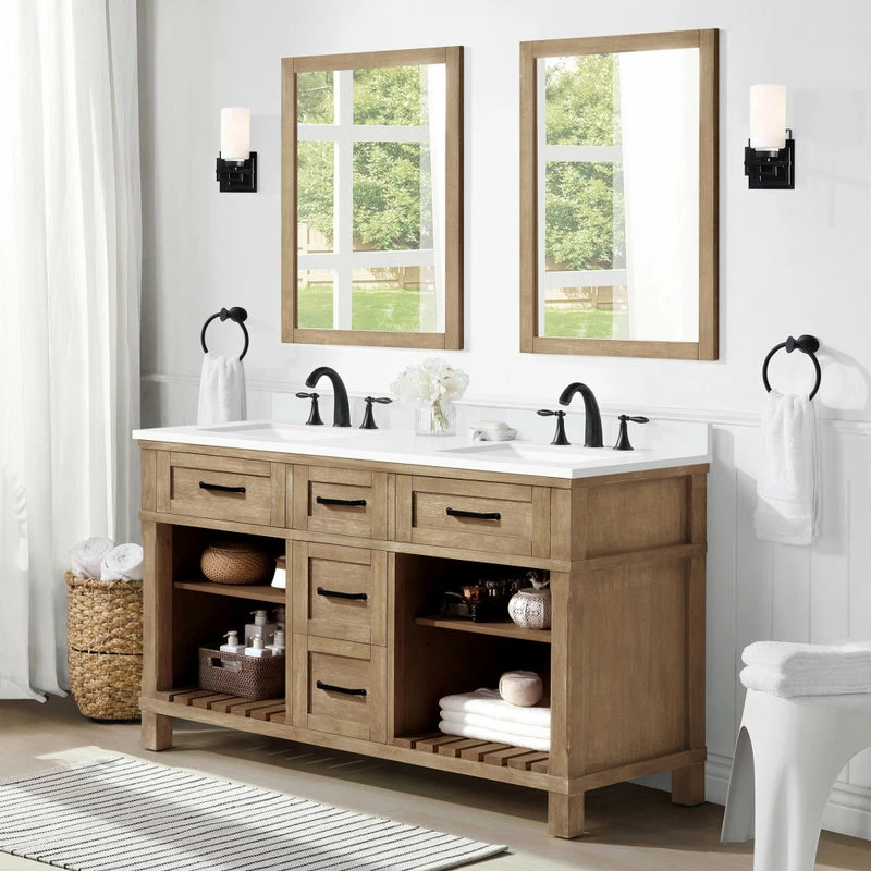 Wholesale π OVE Decors Ridgefield 60" Double Bathroom Vanity In Antique Oak With Snow White Quartz Top π₯° - Image 6