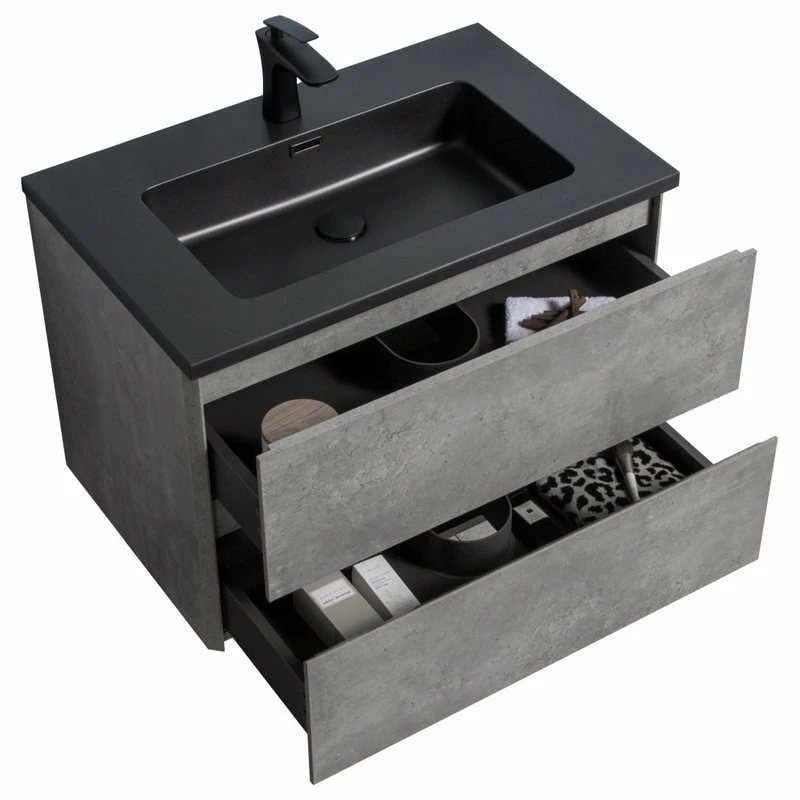 Budget ❤️ George William Cabinetry Alba Matte Black Modern Design Wall Mounted Vanity Set, 30" ⌛ - Image 2