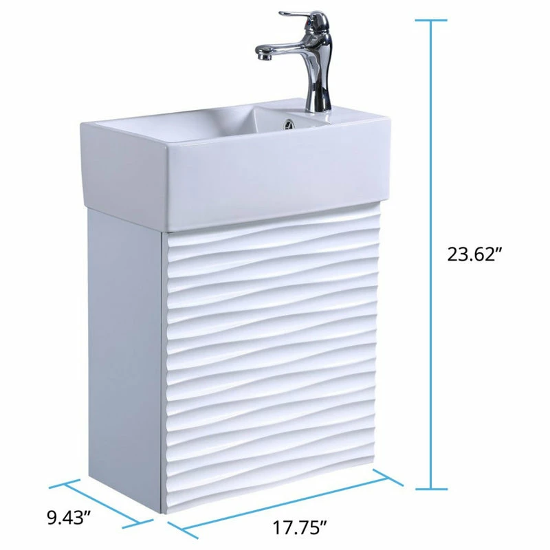 Outlet ๐งจ Renovators Supply Manufacturing White Ripple Wall Mount Vanity Bathroom Sink With Chrome Faucet, Drain, Overflow โญ - Image 5