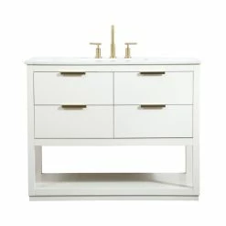Outlet 🤩 Elegant Furniture & Lighting Louie 42" Single Bathroom Vanity, White 🧨