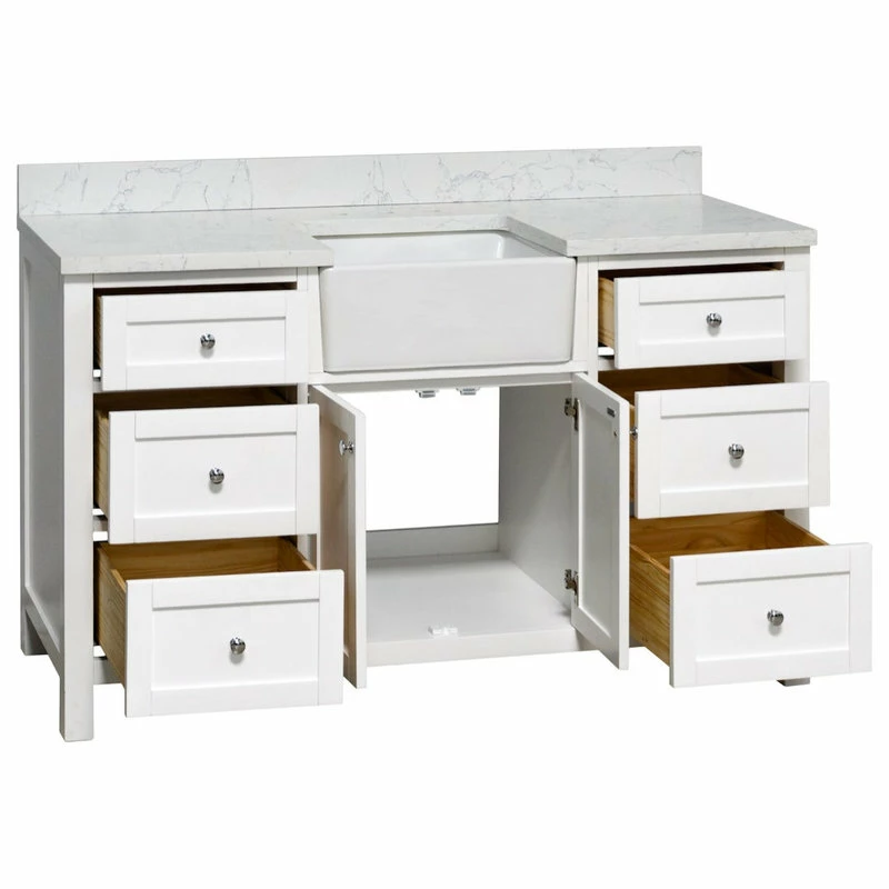 Deals ⭐ Kitchen Bath Collection Yorkshire 60" Bathroom Vanity, White, Engineered Marble, Single ❤️ - Image 3