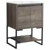 Cheap 🔥 JimsMaison Telllara Freestanding Single Bathroom Vanity Set, Plaid Grey Oak, 24 In. 😍