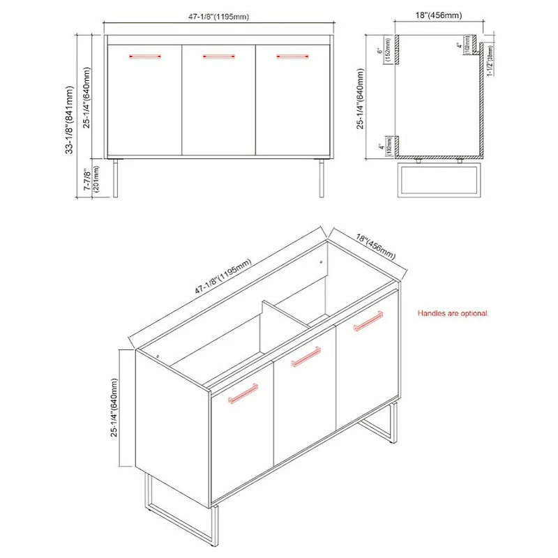 Wholesale ๐ Dowell K&B Supplies Dello 48" Single Bathroom Vanity Set With Rectangle Legs, Black ๐ - Image 8