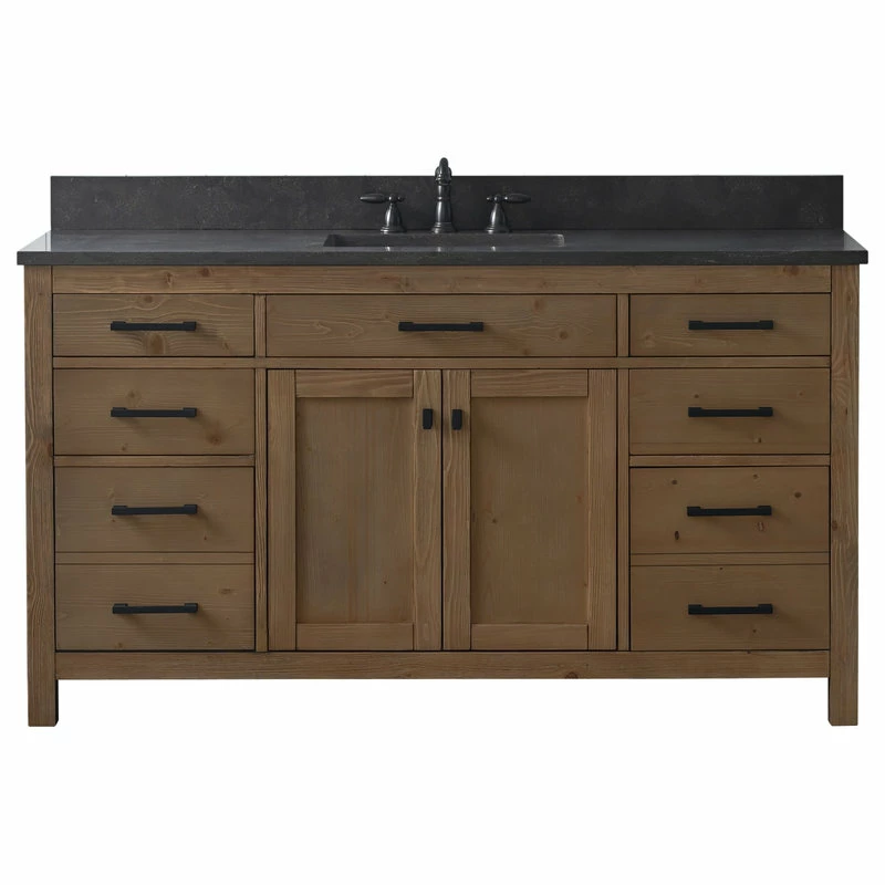 Promo 😉 Sudio Design Jasper 60" Single Bathroom Vanity, Textured Natural, Blue Limestone 😉