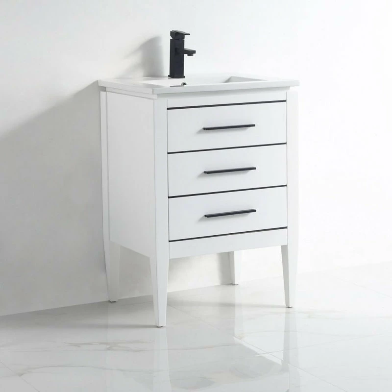 Promo ❤️ Dowell K&B Supplies Grace 24" Single Bathroom Vanity Set, White With Black Trim 🌟 - Image 6