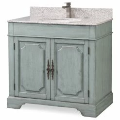 New 😍 Chans Furniture 36" Litchfield Silver Blue Rustic Bath Vanity 👏
