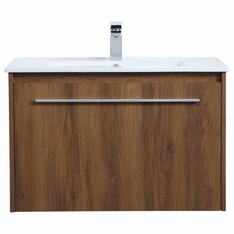 Discount ๐ Elegant Furniture & Lighting 30 Inch Single Bathroom Floating Vanity In Walnut Brown ๐