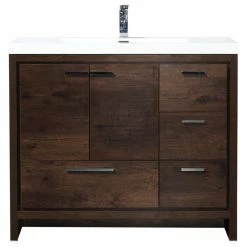 Flash Sale ✨ Concept Baths And Interiors Enna 42" Single Bathroom Vanity In Rosewood With Resin Stone Top 😉