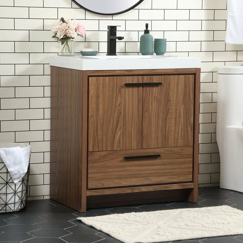 New 👏 Elegant Furniture & Lighting 19" Farmhouse Walnut Brown-Light Bathroom Vanity ⌛ - Image 3