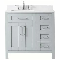 Cheapest ⭐ OVE Decors Tahoe 36" Dove Gray Vanity With Yves Cultured Marble Countertop ✔️