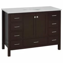 Promo 😉 Kitchen Bath Collection Horizon 48" Bathroom Vanity, Chocolate, Engineered White 👏