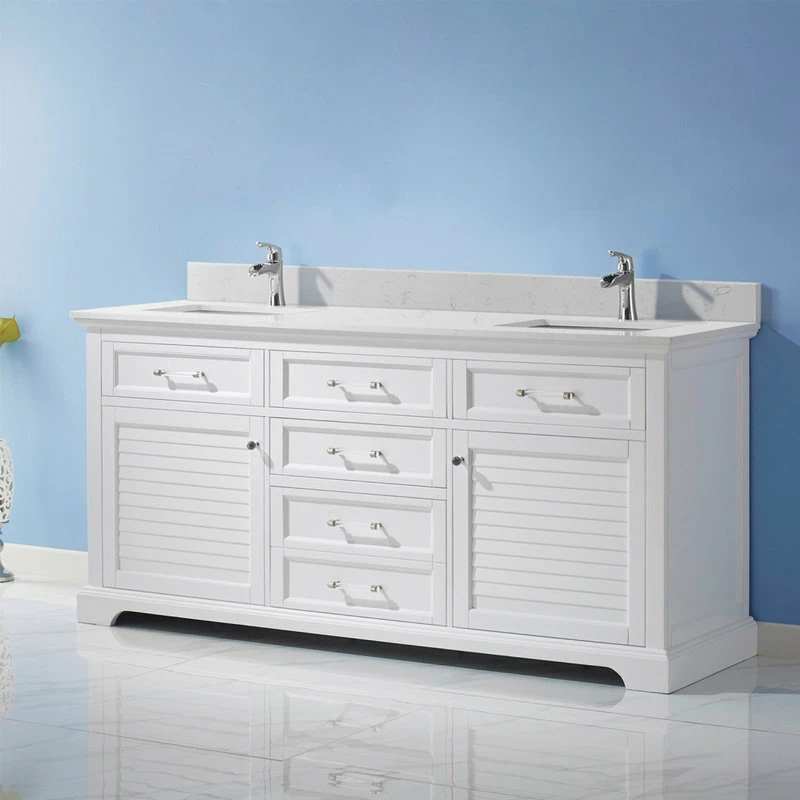 Budget ⌛ Vinnova Lorna White Bathroom Vanity Set, 72 Inch, Without Mirror ⭐ - Image 3