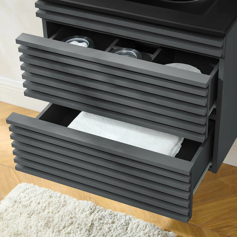 Outlet ✔️ LexMod Render 24" Wall-Mount Bathroom Vanity, Gray Black ❤️ - Image 9