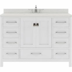Best Pirce 😍 Modern Fittings Caroline Avenue 48" Single Vanity In White With Quartz Top And Round Sink 🥰