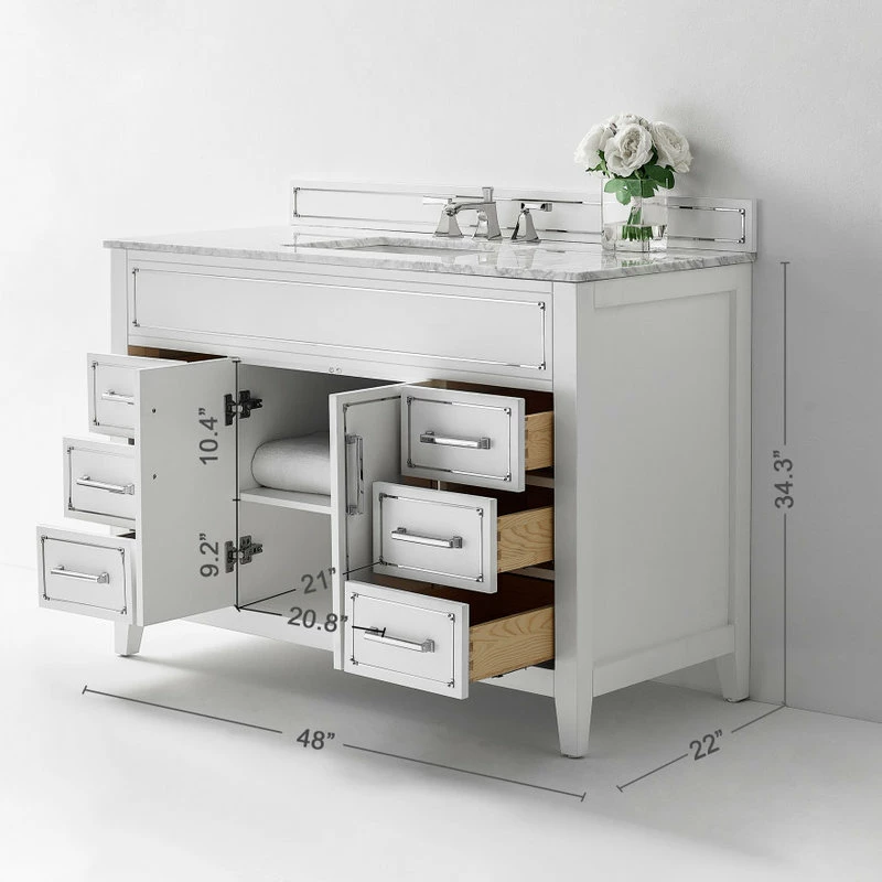 Outlet ๐ Ancerre Designs Aspen Bathroom Vanity Set, White, 48" โ - Image 5