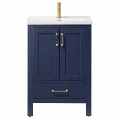 Cheapest 🥰 Vinnova Gela 24" Vanity With Drop-In White Ceramic Basin, Royal Blue, Without Mirror 🎁