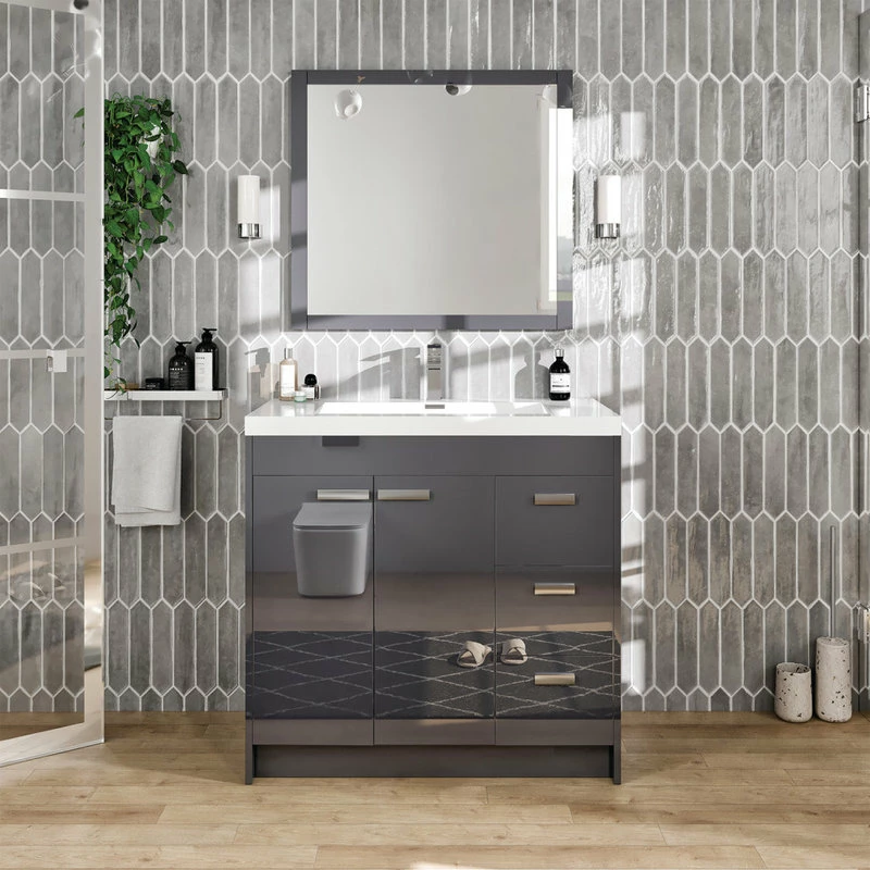 Deals ๐ Eviva LLC Eviva Lugano 36" Gray Modern Bathroom Vanity With White Integrated Top ๐