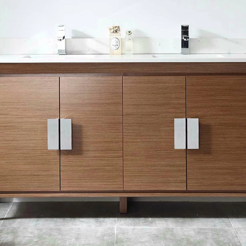 Best Sale โจ Tennant Brand Larvotto 60" Double Bathroom Vanity In Light Wheat With Fairy White Quartz Top With Mirror ๐ - Image 4