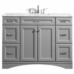 Buy 🌟 Vinnova Naples Vanity In Gray With Carrara White Marble Countertop, 48", Without Mirror 🥰