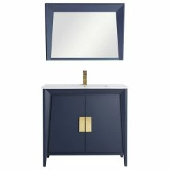 Brand new ⌛ Tennant Brand 30" Larvotto Navy Blue Modern Bath Vanity, With Matching Mirror 💯