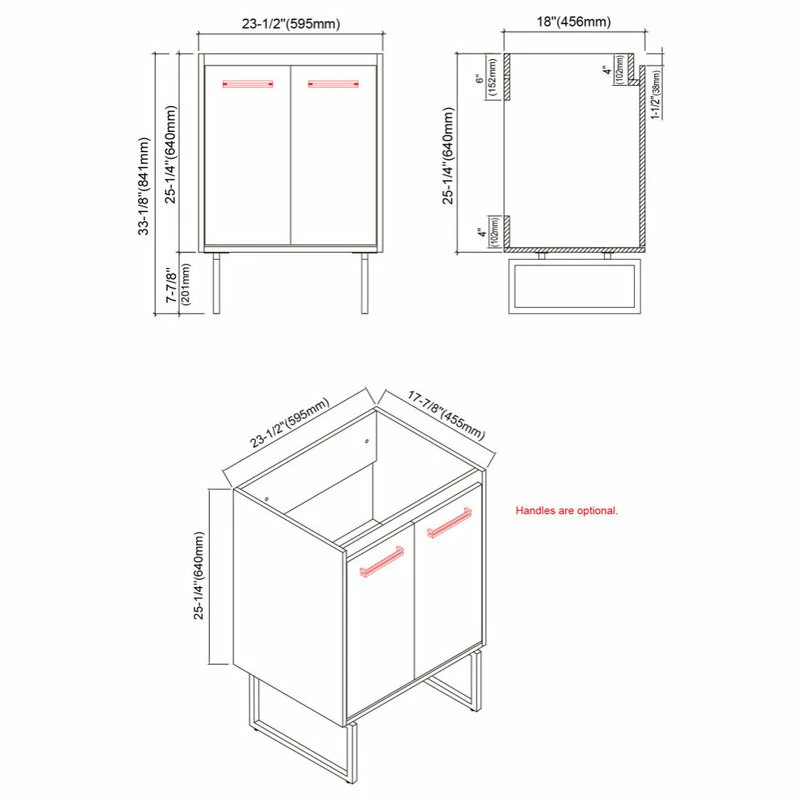 Buy 🥰 Dowell K&B Supplies Dello 24" Single Bathroom Vanity Set With Rectangle Legs, Black 🛒 - Image 4