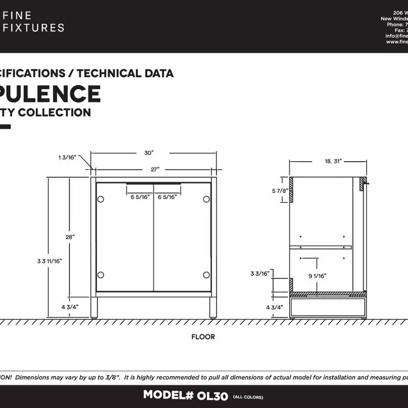 Coupon 🔥 Fine Fixtures Opulence Bath Vanity, White Ceramic Sink, Walnut Ebony, 30", Black Hardware 🤩 - Image 7
