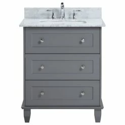 Cheapest ✨ A Touch Of Design Freestanding Gray Bathroom Vanity Sink Set With White Marble Top 🧨