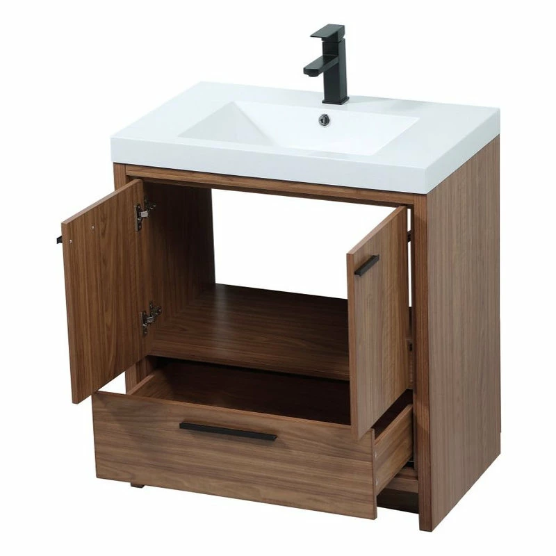 New 👏 Elegant Furniture & Lighting 19" Farmhouse Walnut Brown-Light Bathroom Vanity ⌛ - Image 10