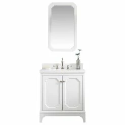 Cheap ✨ Water Creation 30" Wide Pure White Single Sink Quartz Carrara Bathroom Vanity 😉