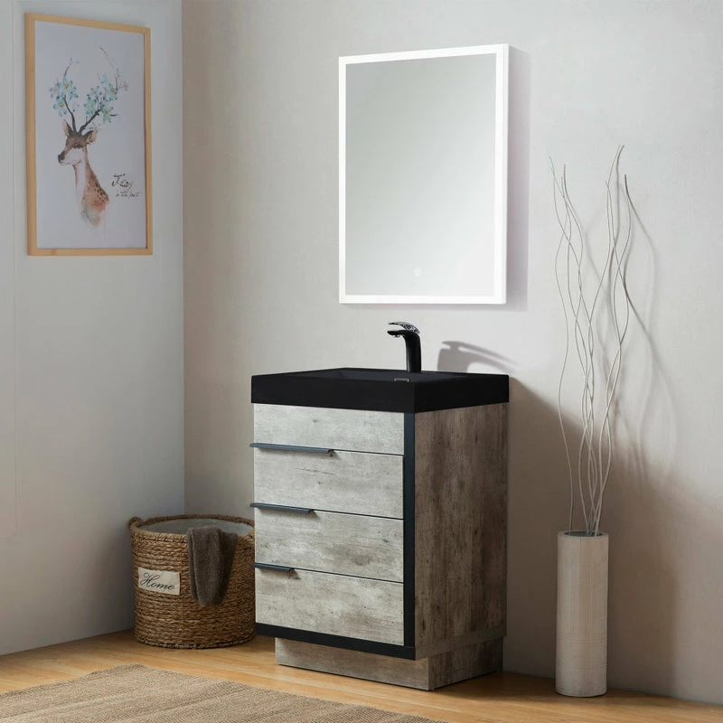 Best reviews of ๐ฅฐ Dowell K&B Supplies Wilson 24" Single Bathroom Vanity Set, Grey With Black Sink ๐ - Image 3