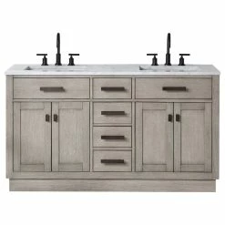 Promo 🧨 Water Creation Chestnut 60" Bath Vanity, Grey Oak, Vanity Only With Oil-Rubbed Bronze Finsih Ha 🧨