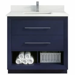 Wholesale 💯 Art Bathe Rio II 36" Vanity With Power Bar And Drawer Organizer, Navy Blue 👏