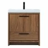 New 👏 Elegant Furniture & Lighting 19" Farmhouse Walnut Brown-Light Bathroom Vanity ⌛