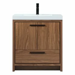 New 👏 Elegant Furniture & Lighting 19" Farmhouse Walnut Brown-Light Bathroom Vanity ⌛