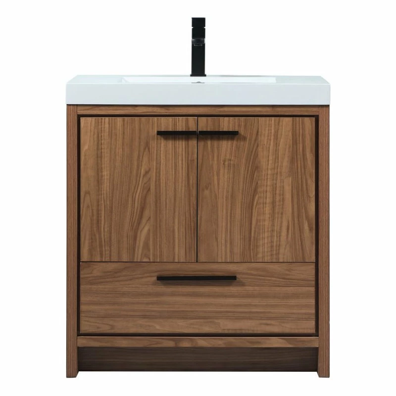 New 👏 Elegant Furniture & Lighting 19" Farmhouse Walnut Brown-Light Bathroom Vanity ⌛