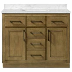 Best Pirce 🥰 OVE Decors Athea 42" Vanity, Black Hardware, Power Bar, Almond Latte ✔️