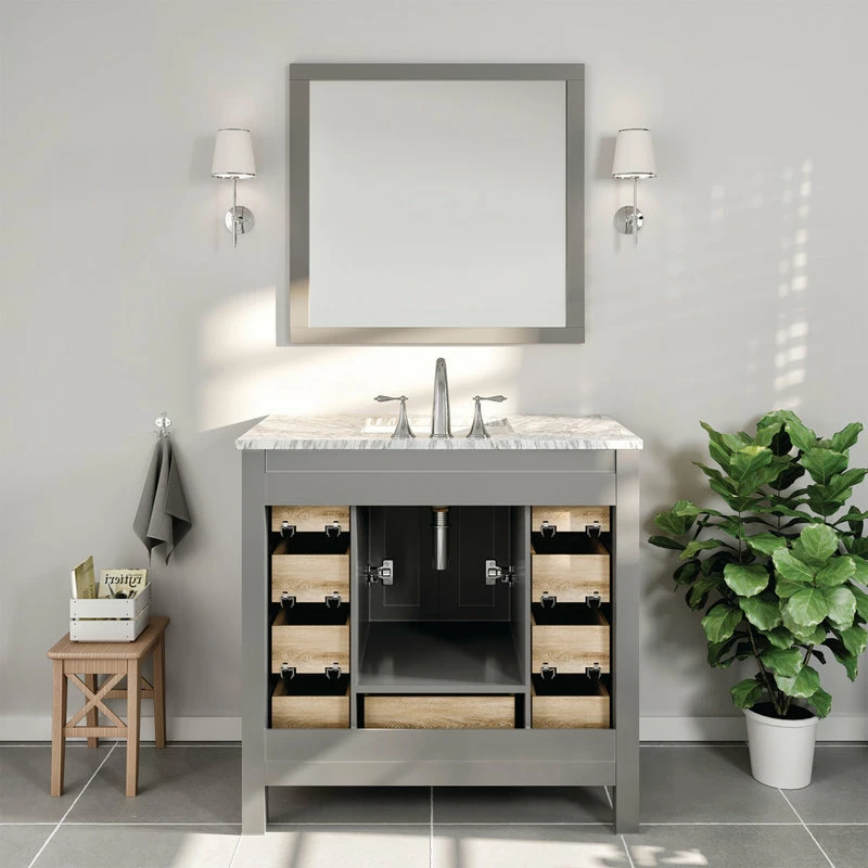 Coupon ๐ Eviva LLC Eviva Hampton 36 Inch Gray Transitional Bathroom Vanity With White Carrara Count ๐ฅ - Image 8