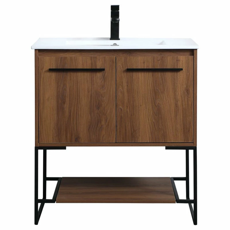 Hot Sale ๐ Elegant Furniture & Lighting Elegant VF42030WB 30"Single Bathroom Vanity, Walnut Brown ๐