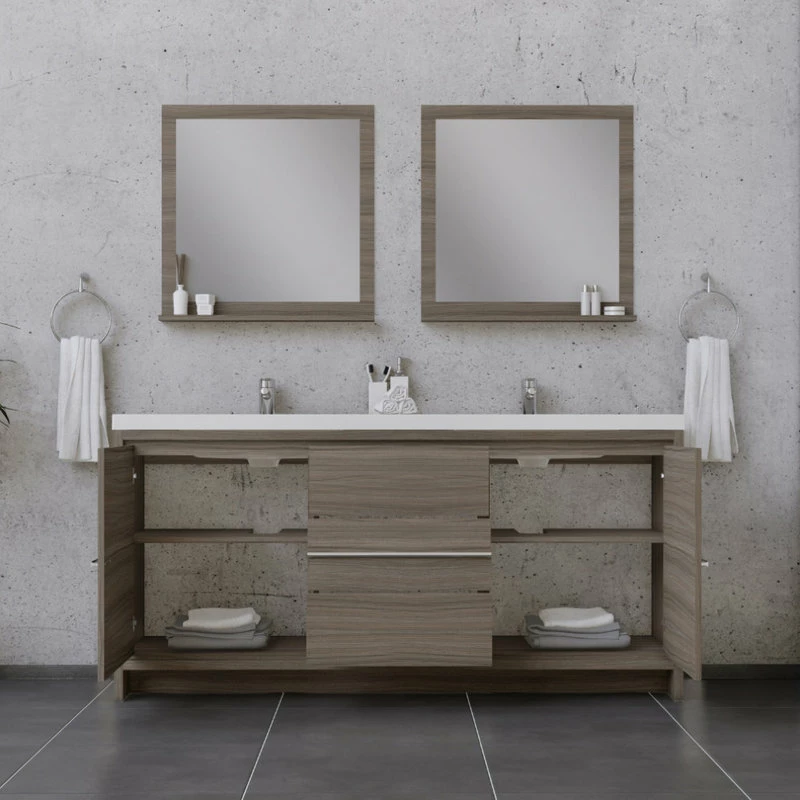 Cheap ๐คฉ Alya Bath Sortino 72" Double Bathroom Vanity, Gray ๐ - Image 5