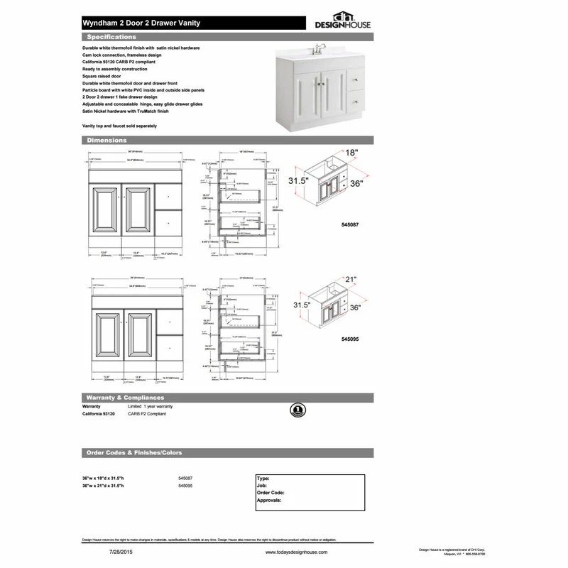 Budget ๐ Design House 545095 36" Freestanding Single Vanity Cabinet Only - White ๐ - Image 4
