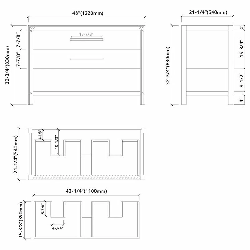 New โค๏ธ Dowell K&B Supplies Rey 48" Double Bathroom Vanity Set - Stone Grey ๐ฏ - Image 4