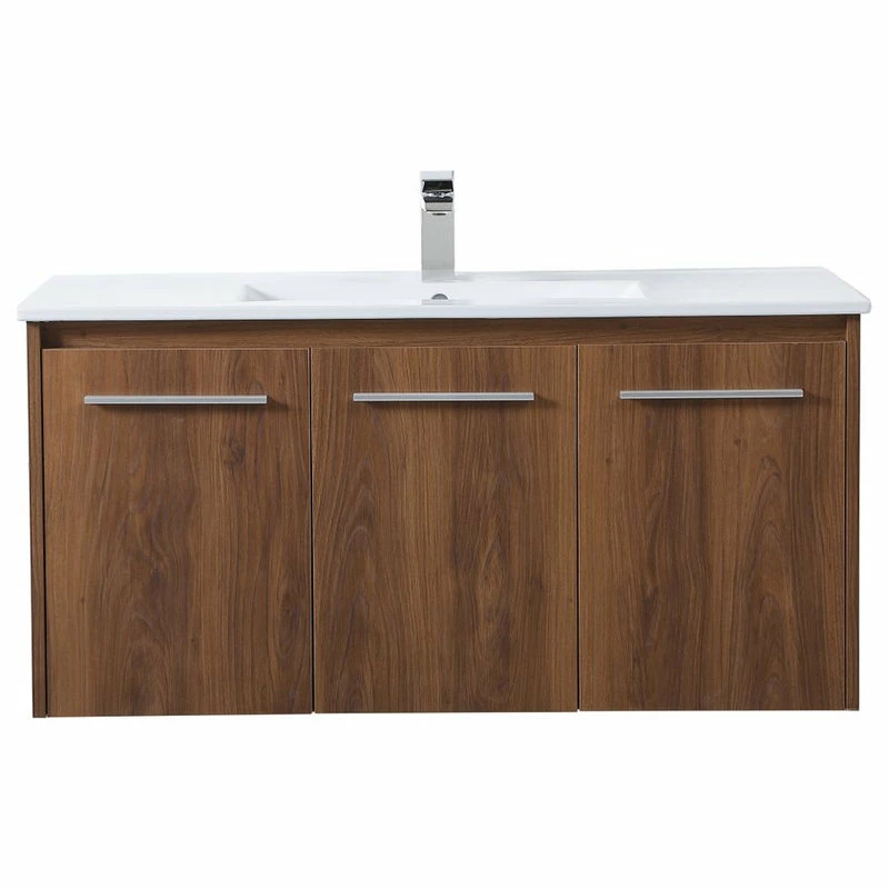 Outlet 😉 Elegant Furniture & Lighting Roman Single Bathroom Floating Vanity, Walnut Brown, 40" 🔥