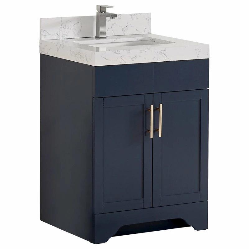 Brand new โค๏ธ Tile Generation 24" Vanity Wood Body And Quartz White, Marine Blue ๐