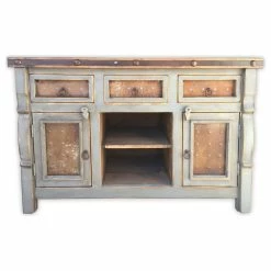 Cheapest ✔️ Rancho Collection Marshall Rustic Vanity With Metal Inserts, 42", Vintage Gray 🔥