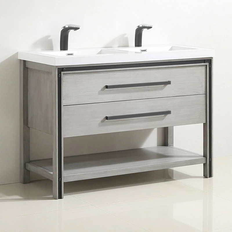 New โค๏ธ Dowell K&B Supplies Rey 48" Double Bathroom Vanity Set - Stone Grey ๐ฏ - Image 2